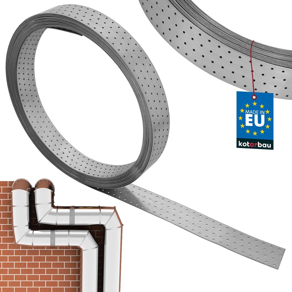 KOTARBAU Lochband Metall Montagelochband 80x2mm L:25m Montageband Profi Lochband aus verzinktem Stahl zur Befestigung von Kabeln Rohren und Leitu...