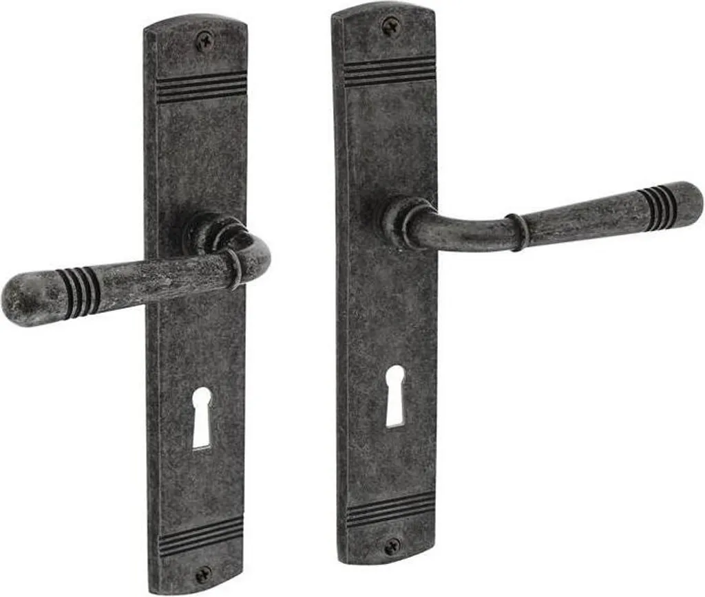 Garniture de porte design en Zamak Gris F77 avec plaque longue 72mm