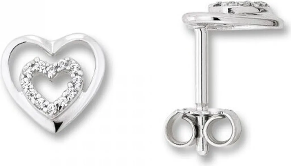 Clou d'oreille zirconium 925 argent rhodié poli - Brillance éclatante
