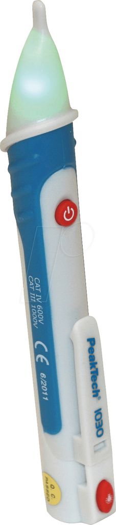 A close-up studio shot of a voltage tester.