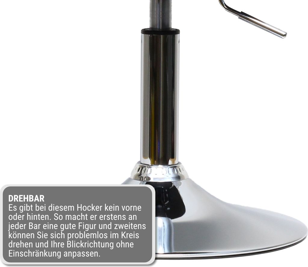 Hocker - Mit Ring Zur Höhenverstellung - Schwarzes Fußkreuz