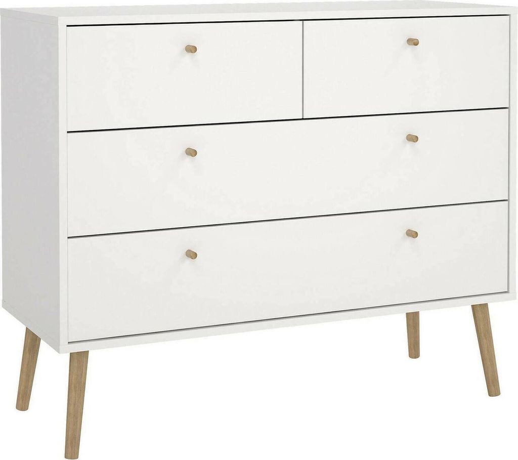 Kommode Pelagie, Mehrzweckkommode, Schlafzimmerkommode, Schrank mit Schubladen, 99x39 h82 cm, Weiß