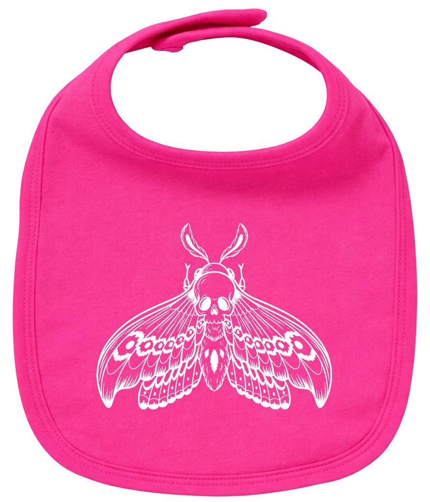 Huuraa Baby Lätzchen Totenkopfschwärmer Motte Cherry Pink Klettverschluss Baumwolle Latz Geschenkidee