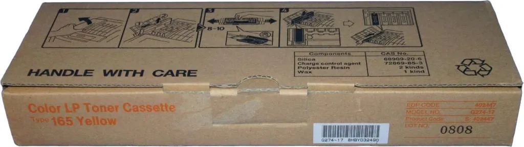 Cartouche de toner Ricoh Type 165 Jaune d'origine pour Aficio CL3500