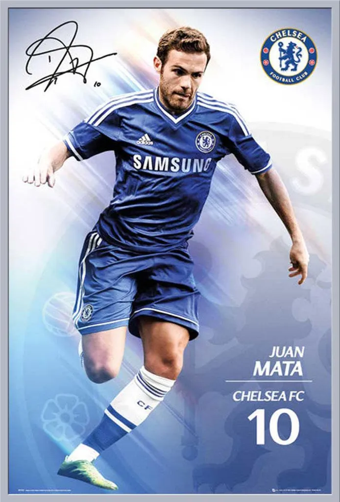 Affiche Chelsea Mata 13/14 cadre Shinsuke argenté et vitre acrylique 61x91