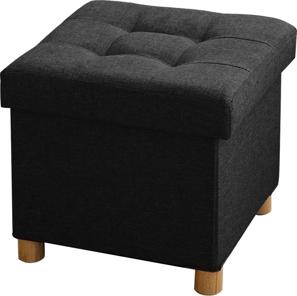 Faltbarer Ottoman Fußhocker - marineblau - mit Stauraum - 38 x 38 x 38 cm