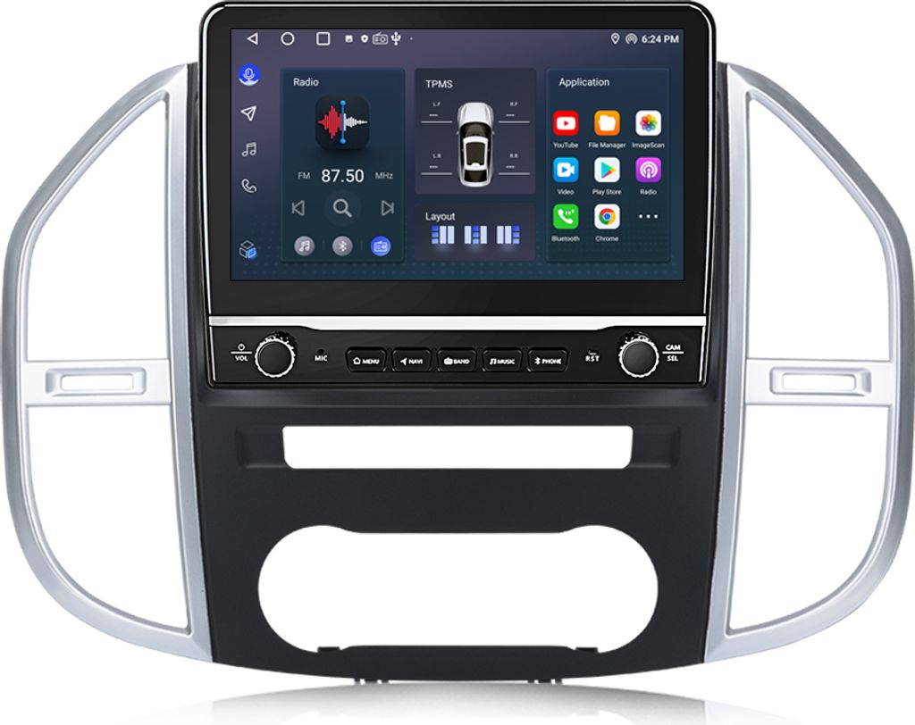 2+64G 10.1 Inch Carplay Android 15 Autoradio pour Image du produit 