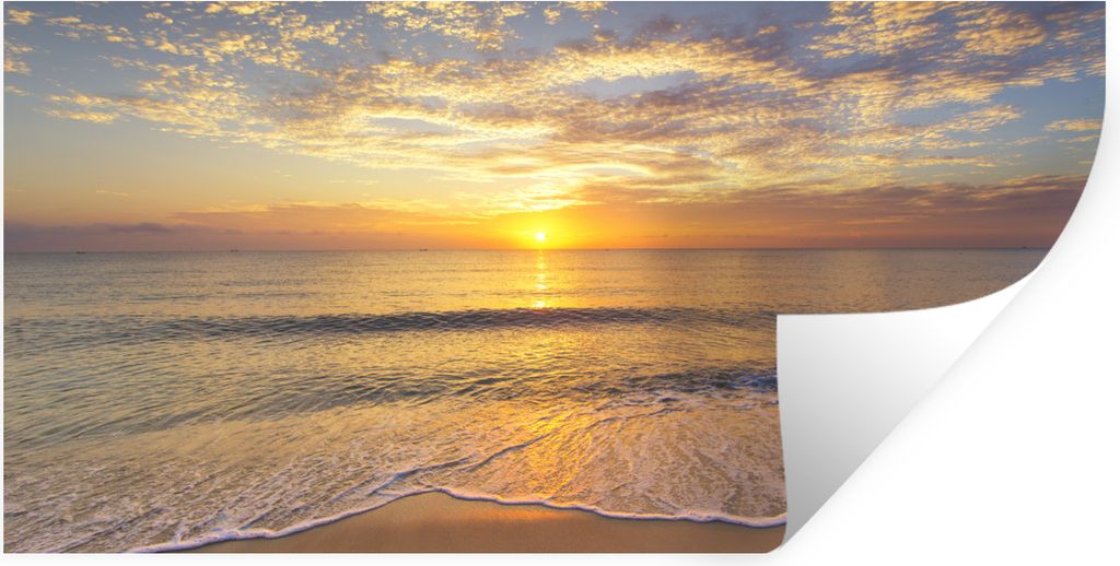 MuchoWow Wandtattoo Wandsticker Wandaufkleber Strand - Sonnenuntergang - Meer 40x20 cm Selbstklebend und Repositionierbar - Aufkleber