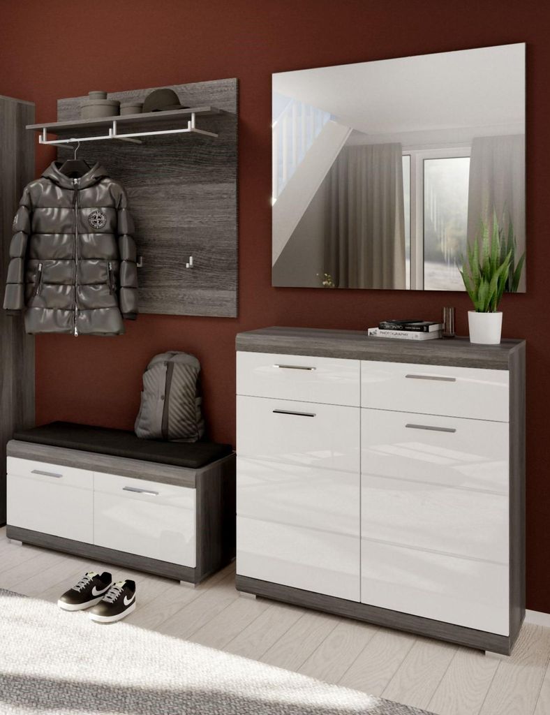 xonox.home Garderobenkombination Scout Rauchsilber Nachbildung 195x197x40 cm