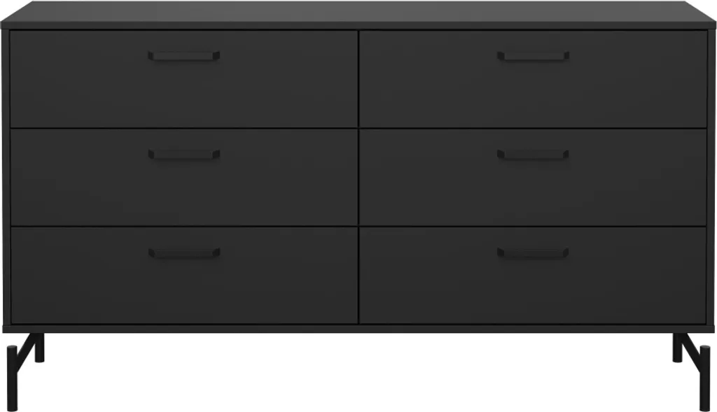 Commode 6 tiroirs BORA noir mat 139 cm : Gagnez de l'espace sans encombrer