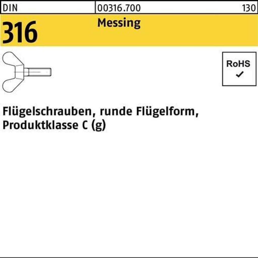 Reyher Flügelschrauben DIN 316 Messing M 4 x 10 Ms (100 Stück)