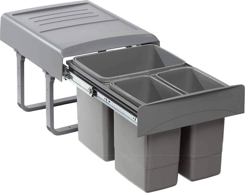 EKOTECH 90094162S Abfallsorter MEGA mit 1x 15 u. 2x 7 Liter Abfallvolumen / 3-fach Trennung / Soft Closing System