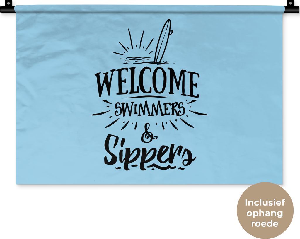 MuchoWow Wandteppich Wandbehang Schwimmen - Surfen - Sommer - Sprichwörter 60x40 cm Tapisserie Dekoration Wandtuch - Wanddekorationen