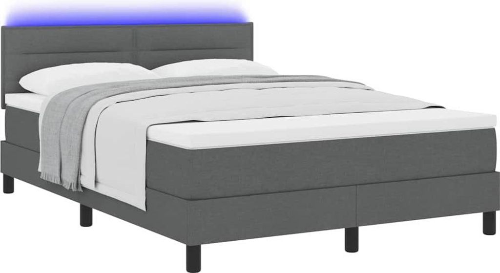 Boxspringbett mit Matratze Dunkelgrau 140 x 190 cm Stoff