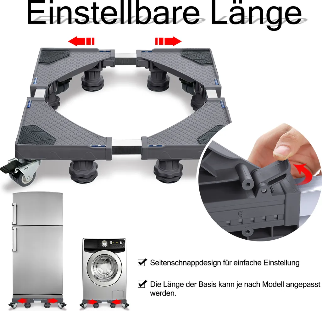 Support de Machine à Laver Universel avec Roulettes et Pieds Réglables