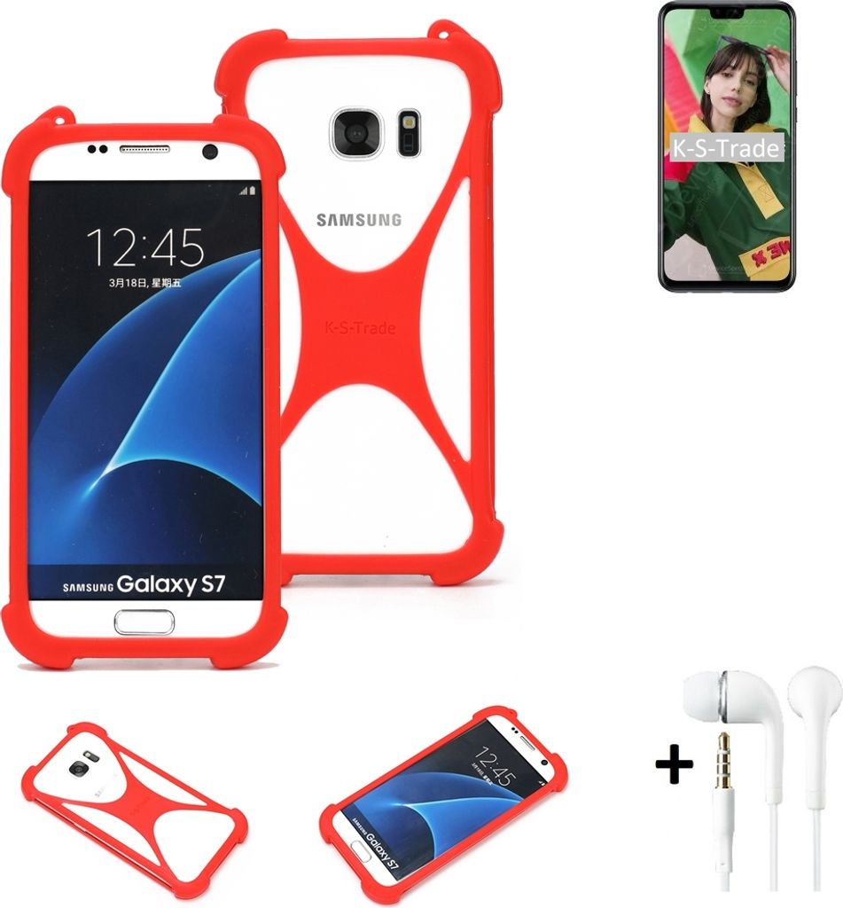 Handy-hülle + Kopfhörer kompatibel mit Huawei Y8s Schutz-hülle Bumper Silikon Schutz Hülle Cover Case Silikoncase Silikonbumper TPU Softcase