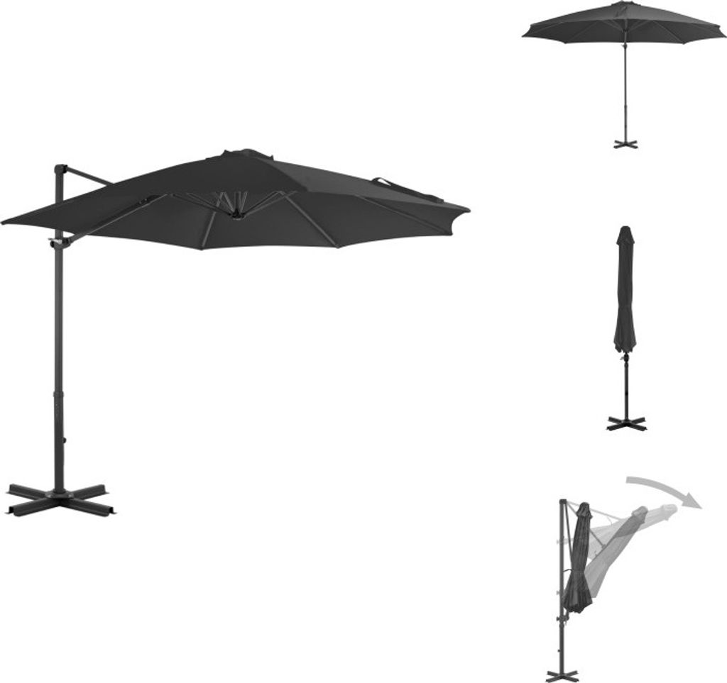 vidaXL Ampelschirm mit Aluminium-Mast Anthrazit 300 cm - Sonnenschirme & Sonnenschutze
