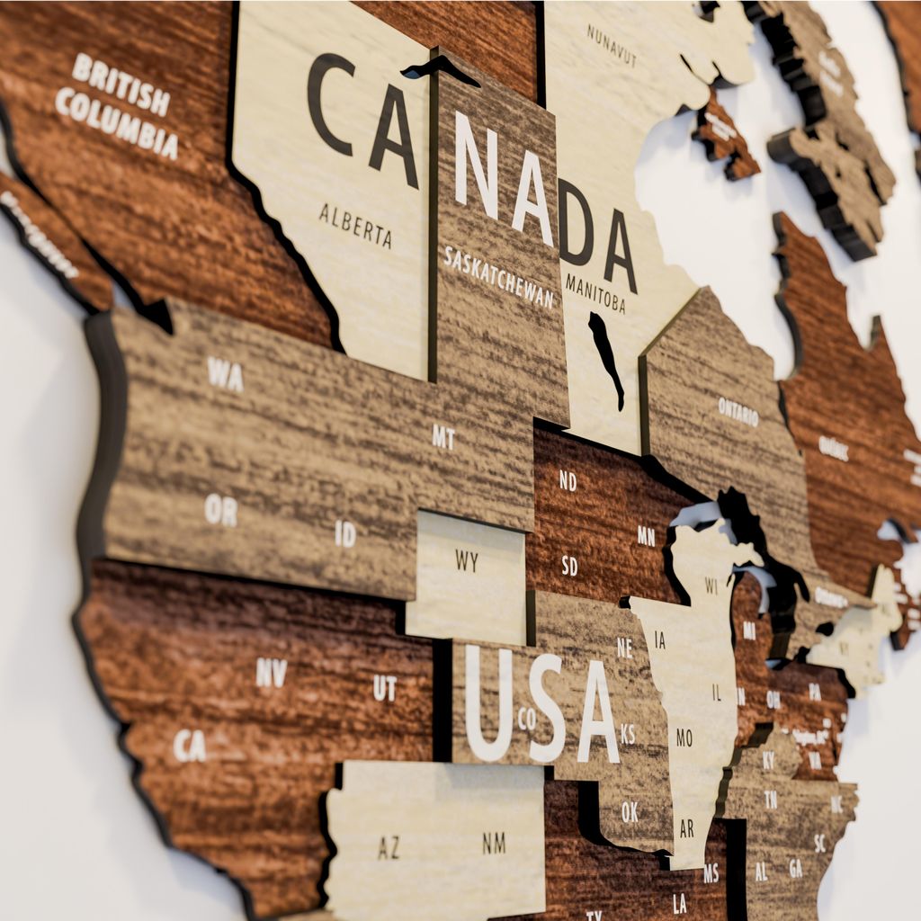 Mappamondo in legno da parete - mappa in legno 3D da Immagine del prodotto 