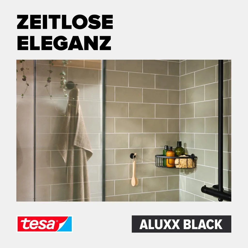 Serviteur de douche tesa ALUXX noir mat avec technologie auto-adhésive - 5