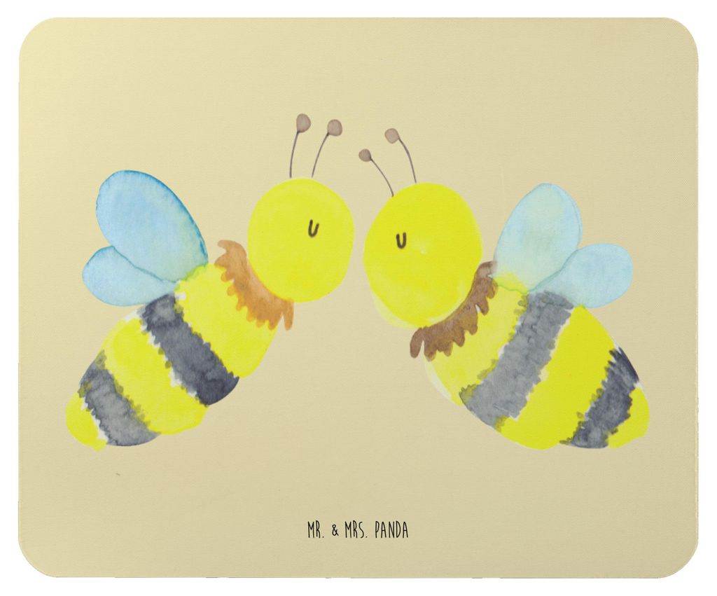 Mr. & Mrs. Panda Mouse Pad Biene Liebe - Gelb Pastell - Geschenk, mousematte, Mousepad, computer mauspad, Hummel