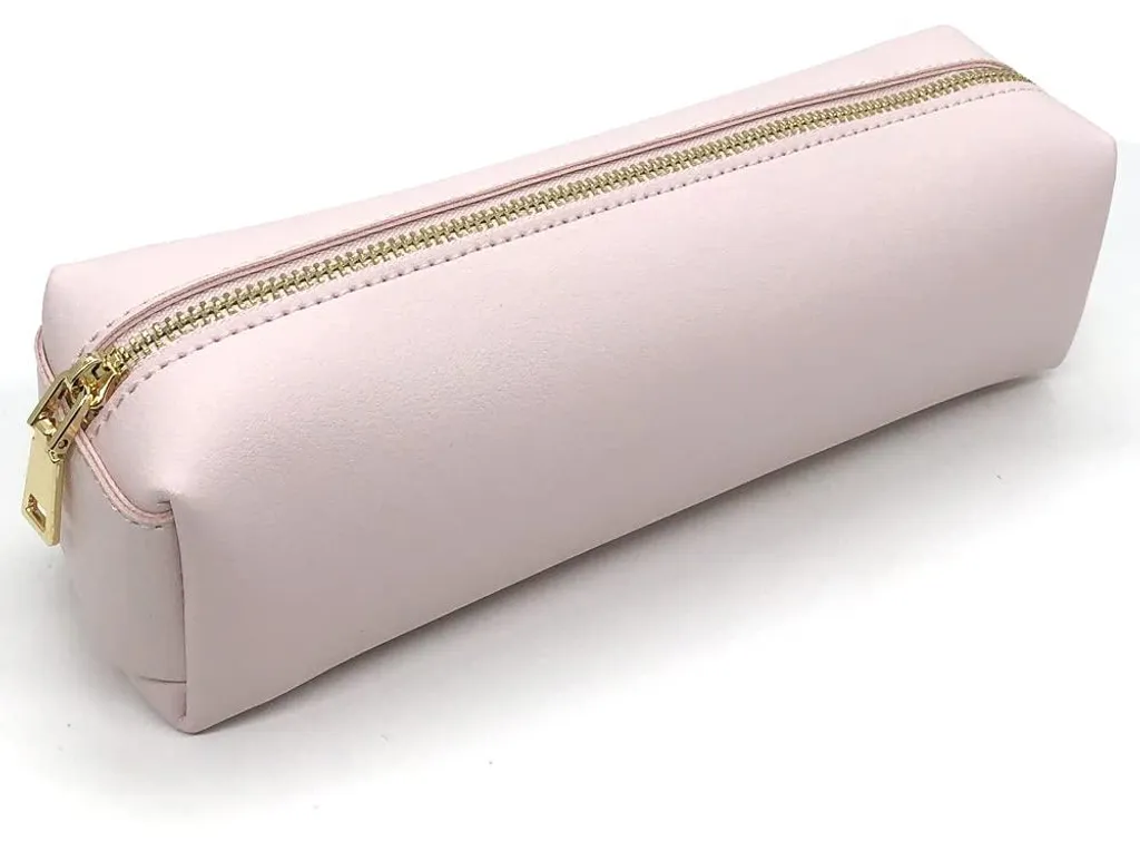 Trousse rose grande capacité en cuir synthétique souple et durable
