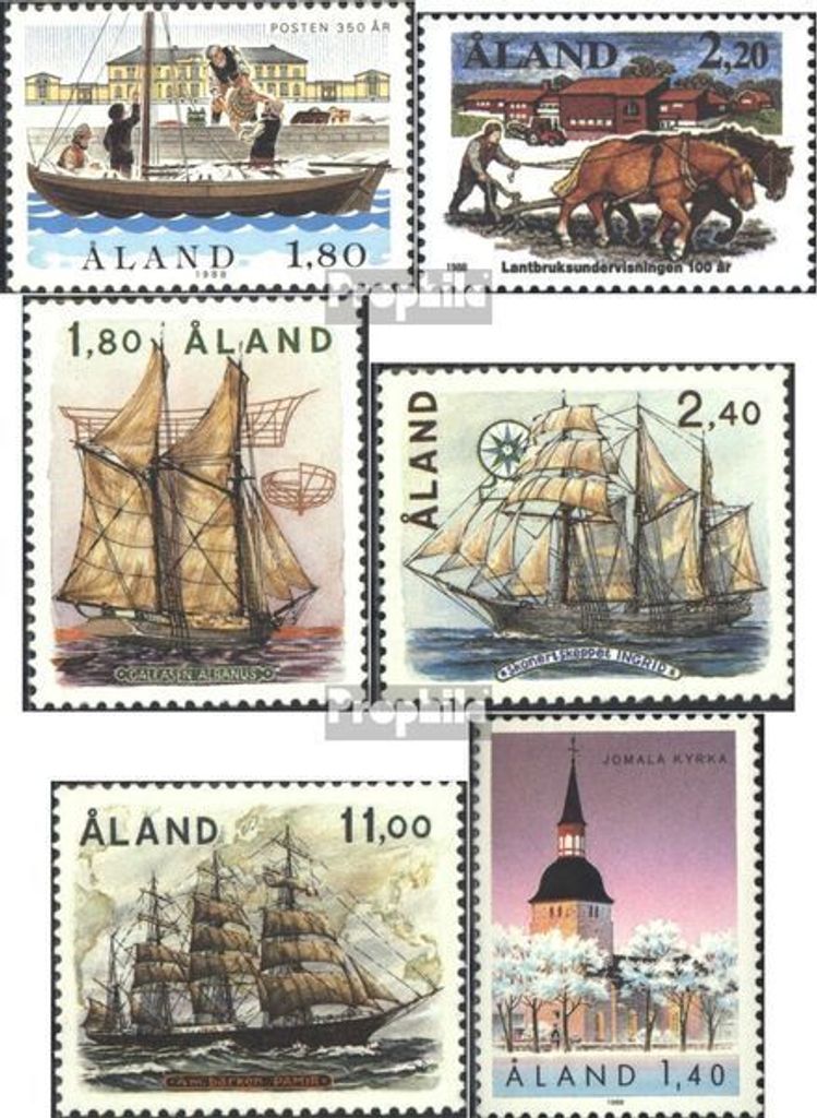 Briefmarken Finnland - Aland 1988 Mi 26,27,28-30,31 (kompl.Ausg.) Jahrgang 1988 komplett postfrisch Postdienst