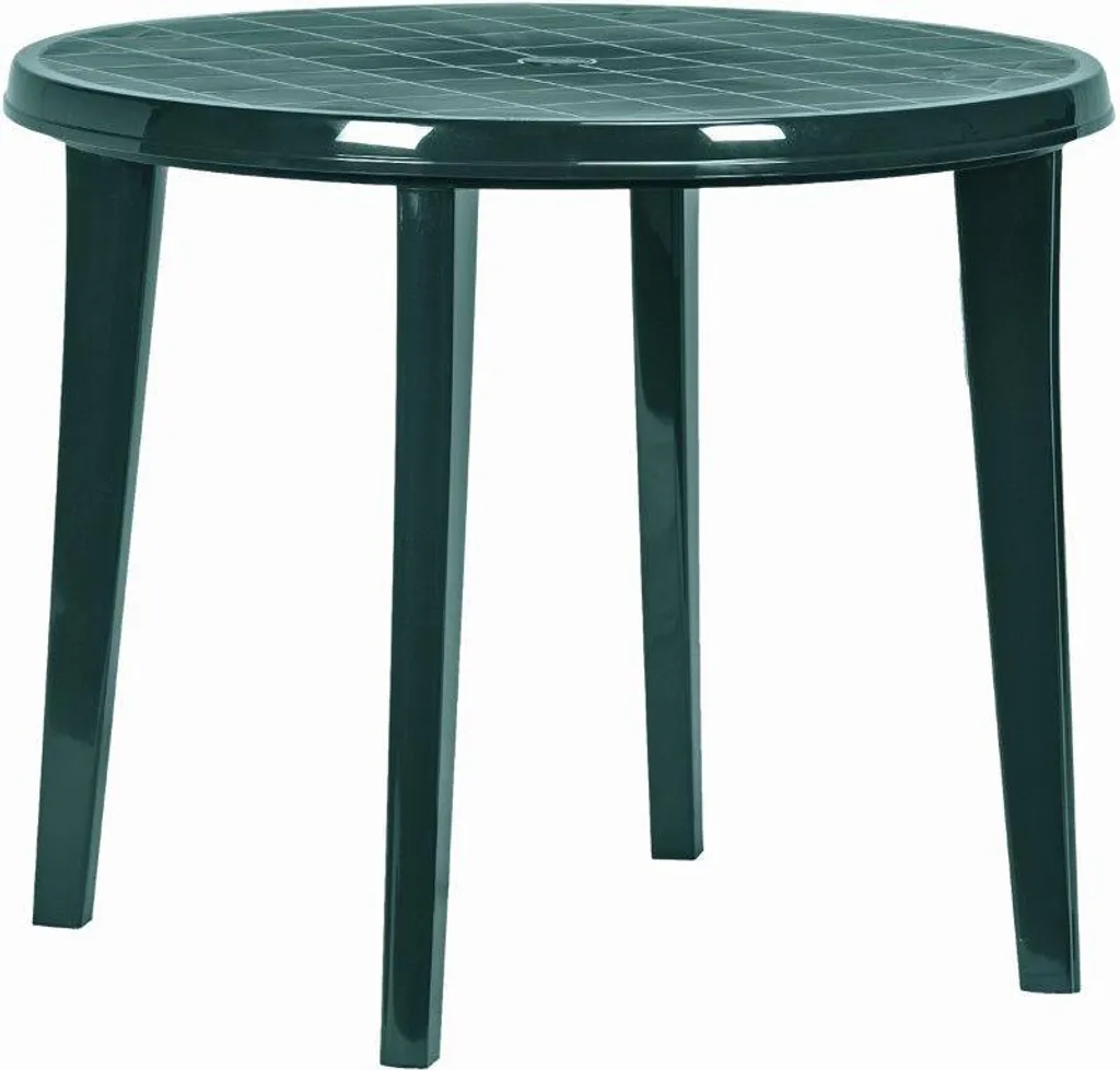 Table ronde Keter Fox Round verte pour manger dehors sur un balcon