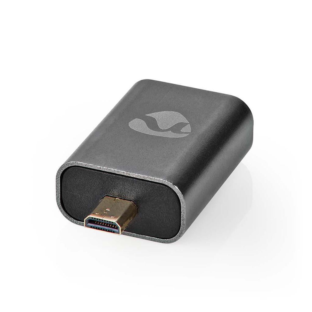 Nedis, Gerader Micro-HDMI-Stecker zu HDMI-Adapter aus Aluminium, Grau