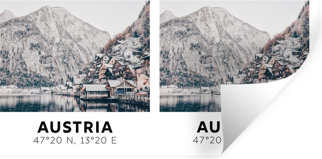 MuchoWow Wandtattoo Wandsticker Wandaufkleber Österreich - Alpen - Wasser - Berg 80x40 cm Selbstklebend und Repositionierbar - Aufkleber