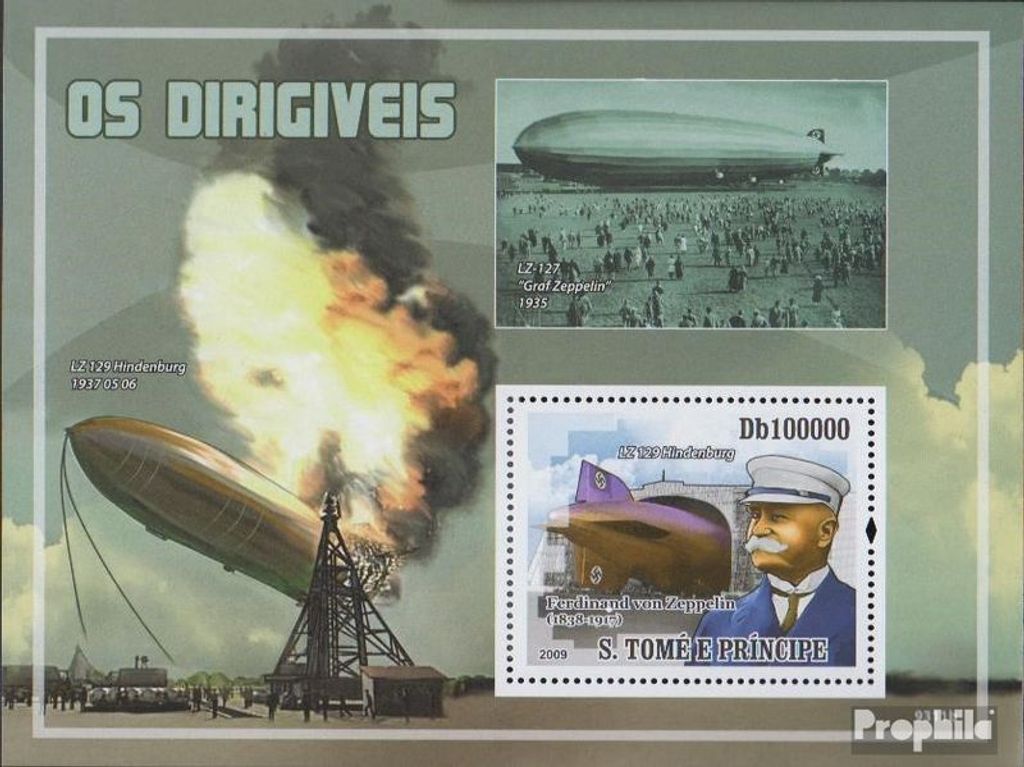 Briefmarken Sao Tome e Principe 2009 Mi Block691 (kompl.Ausg.) postfrisch Luftschiffe