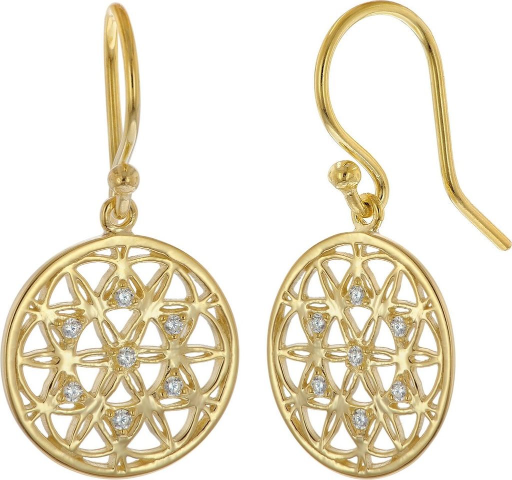 trendor 15936 Damen-Ohrringe mit Mandala-Motiv 925 Silber Vergoldet