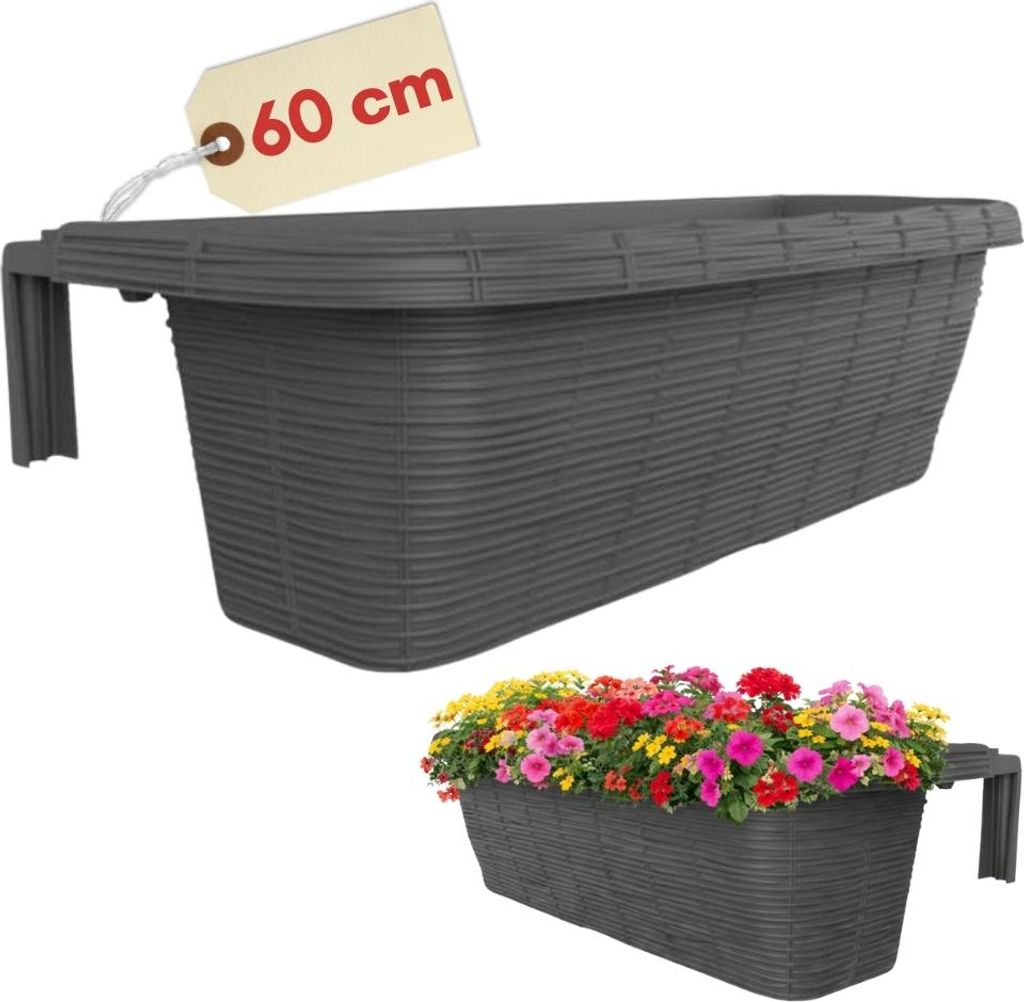 Blumenkasten Balkon Balkonkasten mit Halterung Pflanzkasten Produktbild 