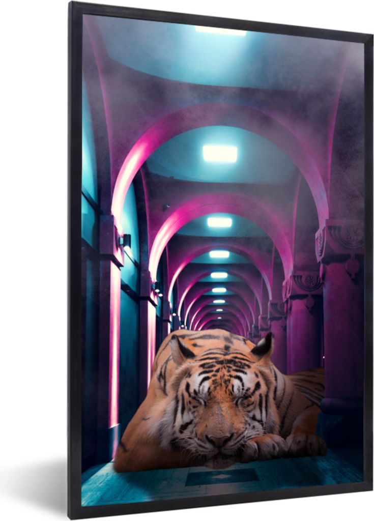MuchoWow MuchoWow Gerahmtes Poster Tiger - Club - Farben 20x30 cm - Poster mit zchwarzem Bilderrahmen - Drucken - Bilder Poster im Rahmen