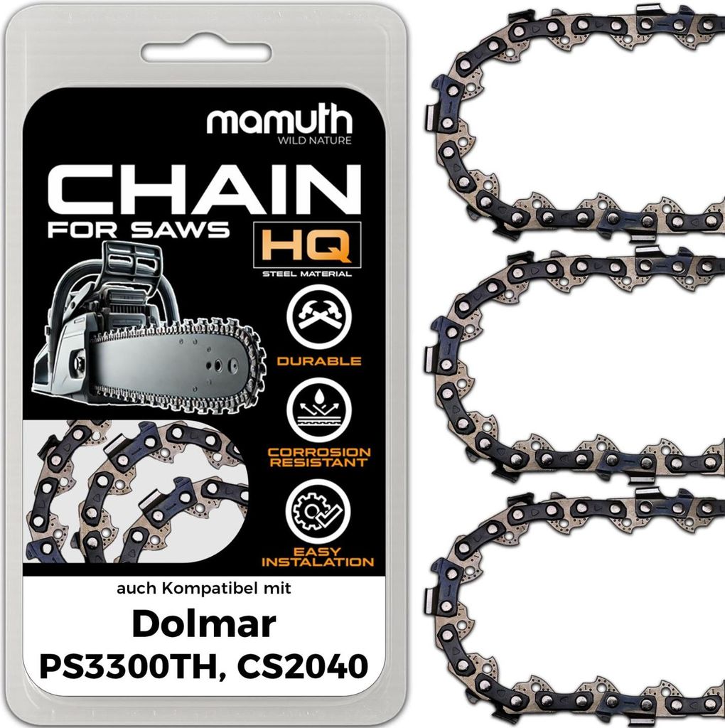 3x Sägekette Kettensäge 35cm 1,3mm 3/8" 50 TG für Dolmar PS3300TH, CS2040