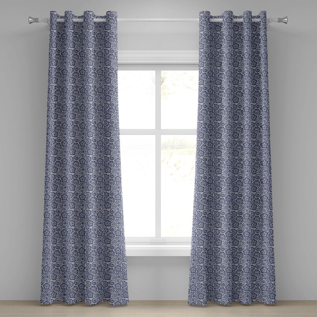 ABAKUHAUS viktorianisch Ösenvorhang, Spitze-Art-Muster mit grafischen Needlecraft Motiven klassische gotische Verzierung, Dekorative 2-Panel-Fenst...