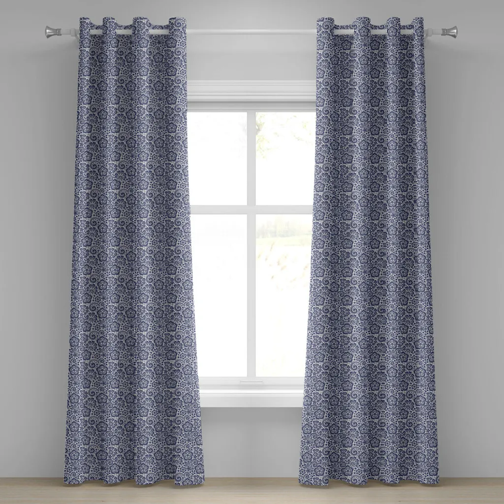 Tenda Occhielli ABAKUHAUS 280x225cm Lavabile Stile Vittoriano Blu