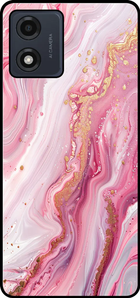 Smartphonica Custodia per telefono adatta a Motorola Moto E13 con stampa in marmo - Custodia posteriore in TPU con design in marmo - Rosa