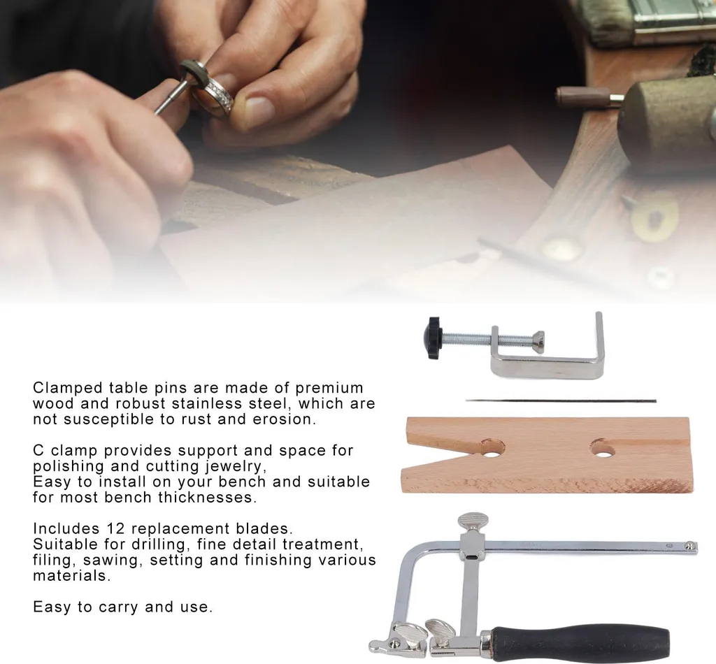 Scie à bijoux pour découpes difficiles, kit 3 en 1 avec 12 lames