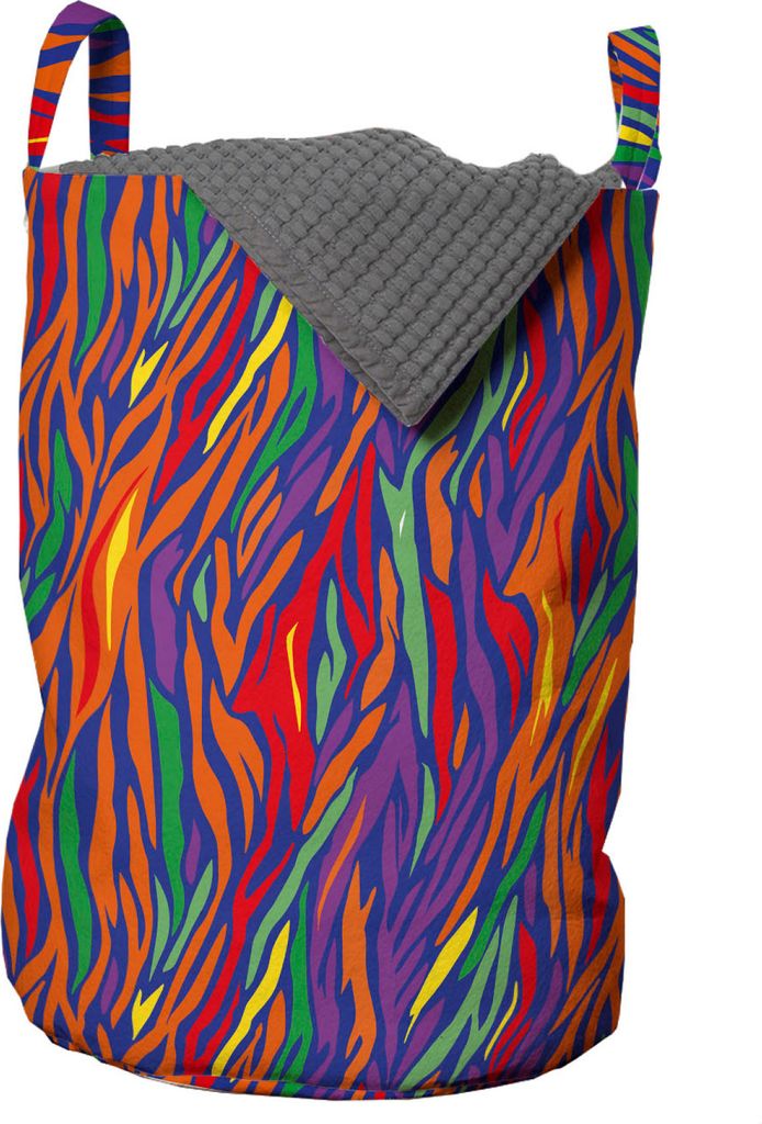 ABAKUHAUS Bunt Wäschesack, Moderne Tierhaut, Wäschekorb mit Griffen Kordelzugverschluss für Waschsalons, 33 cm breit x 49 cm hoch, Mehrfarbig
