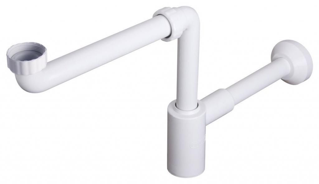 CRONO umyvadlový sifon, prostorově úsporný, 5/4" DN32, bílý Obrázek produktu 