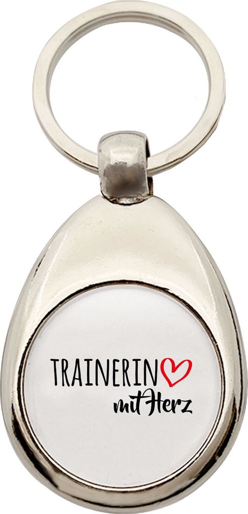 Huuraa Schlüsselanhänger Trainerin mit Herz Metall Schlüsselring Einkaufswagenchip Geschenkidee