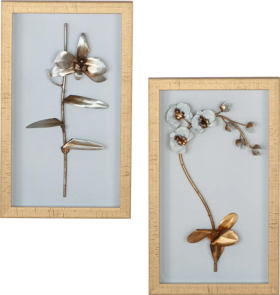 Tableaux Abstraits Gilde pour Déco Salon Moderne - Set de 2 Fleurs