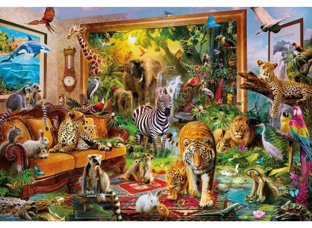 Puzzle 6000 pièces grand format Animaux chambre - Qualité Educa