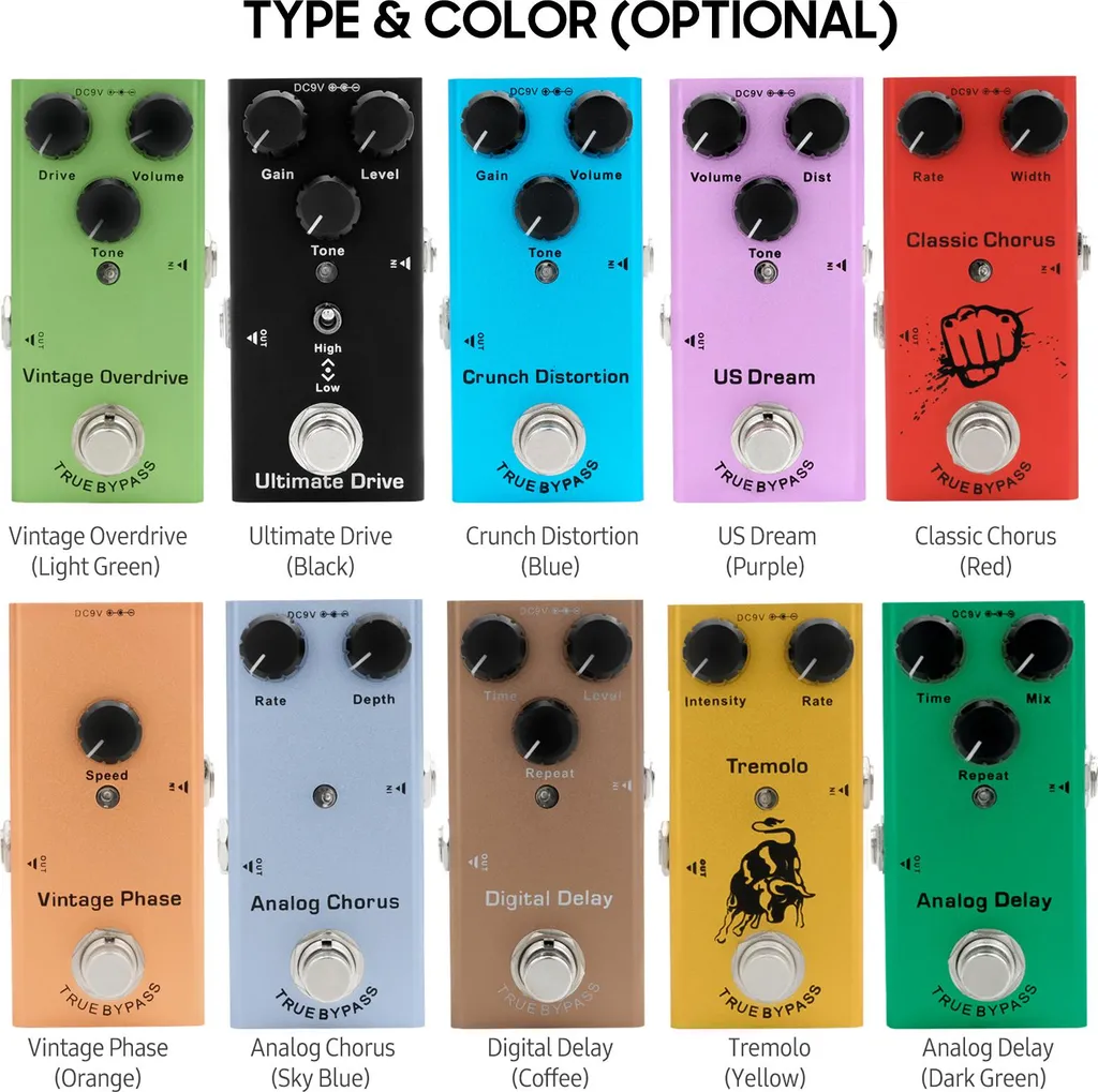 Pédale Guitare Vintage Overdrive avec True Bypass IRIN EF-01 Miniature