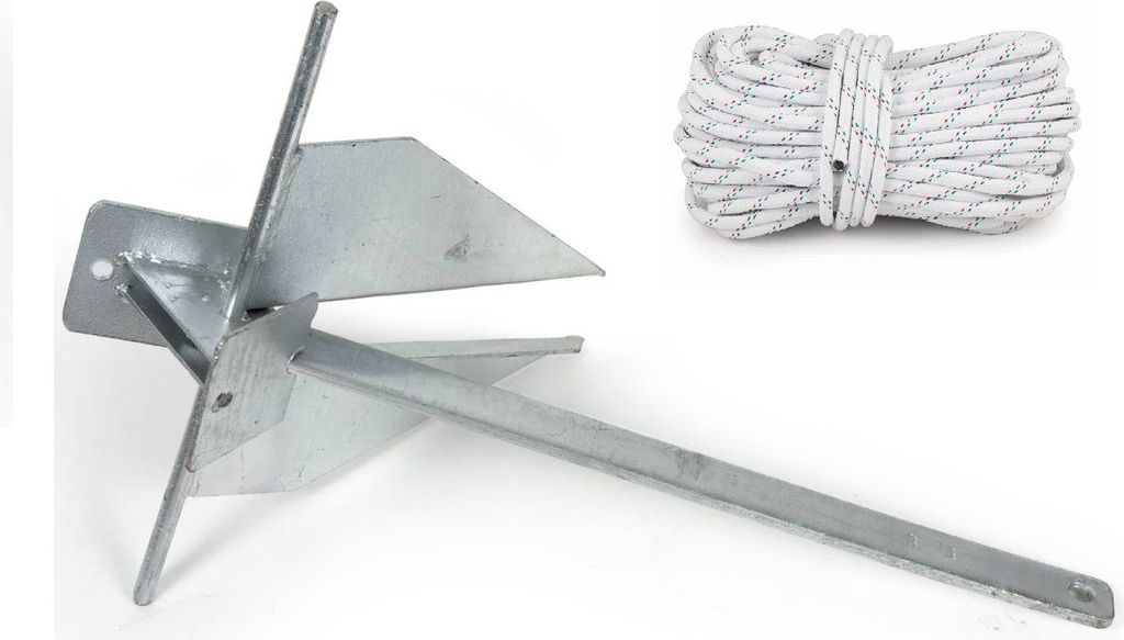 Anker-Set aus Danforth Platten - Anker 8 kg + Leine Ø 10 mm 30m