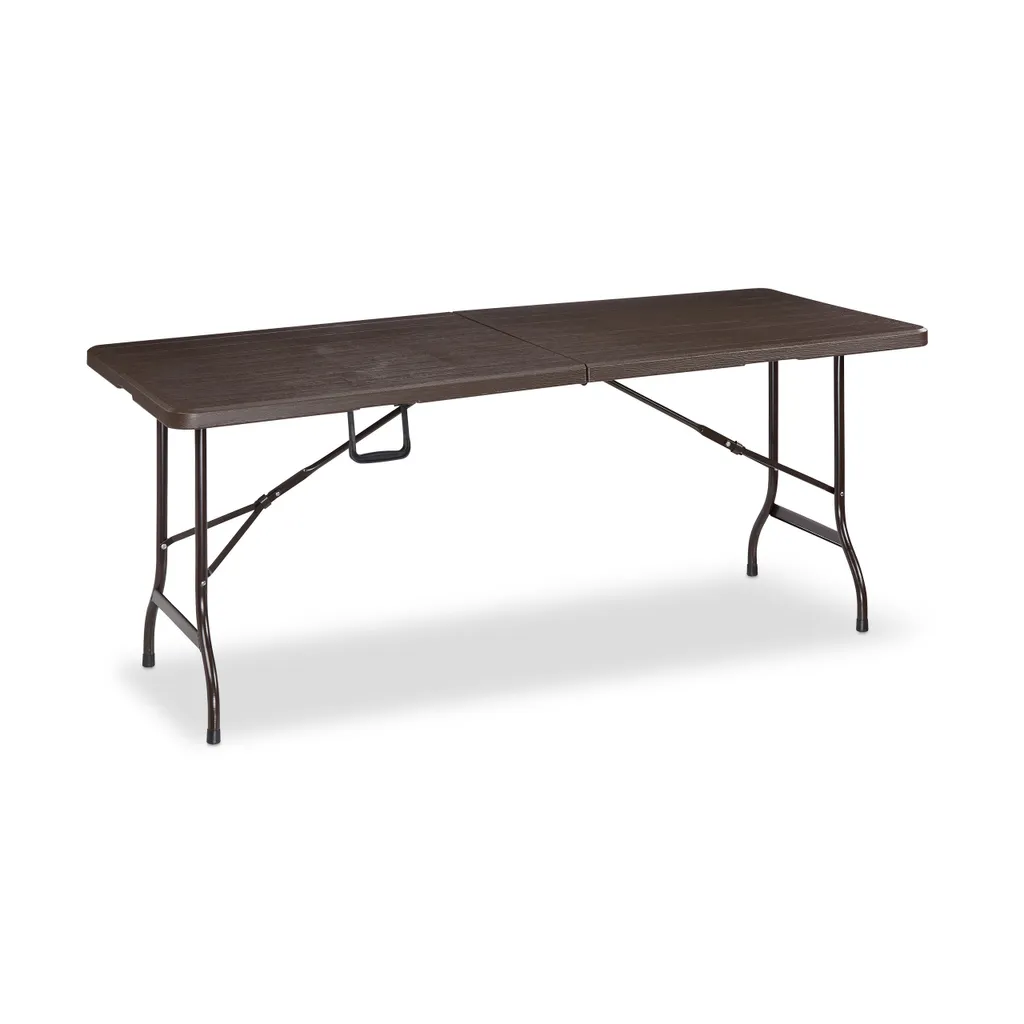 Table de terrasse pliante aspect bois résistante aux intempéries 180cm - 9