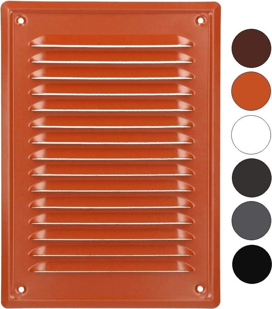 KOTARBAU Lüftungsgitter 230x165 mm Abluftgitter Einschrauben Lackiert Kamin Belüftung Ziegelrot Insektschutzgitter beständig gegen Korrosion