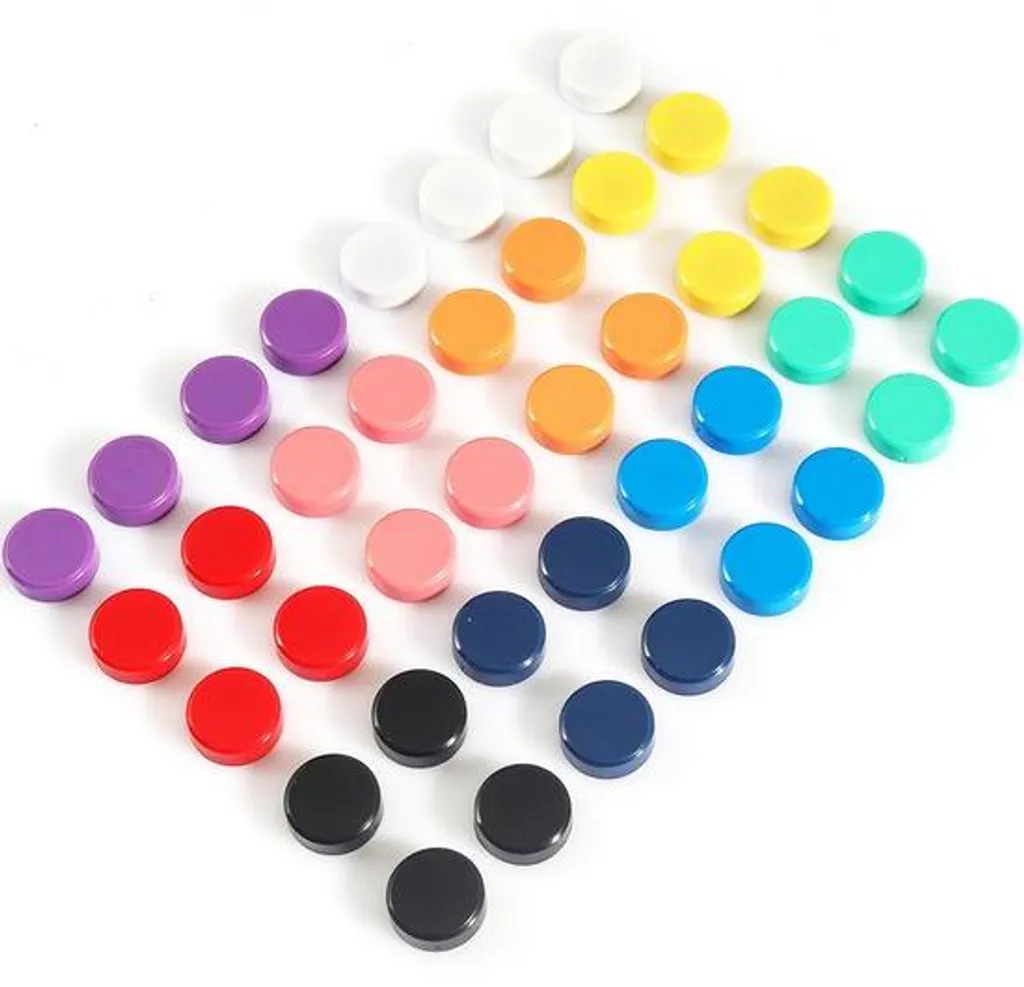 Lot de 40 petits aimants ronds colorés au carbone, force de maintien