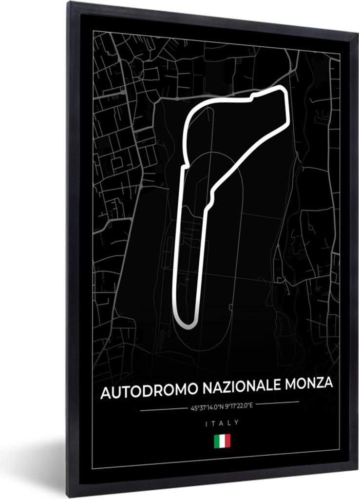MuchoWow Gerahmtes Poster Rennsport - F1 - Rennstrecke - Italien - Autodromo Nazionale Monza - Schwarz 20x30 cm - Poster mit Schwarzem Bilderrahm...