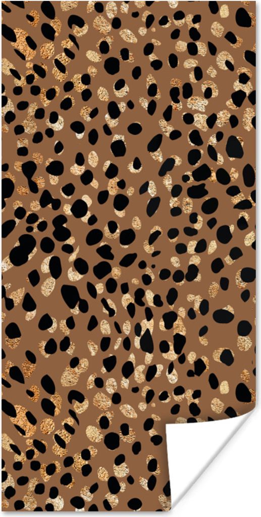 MuchoWow® Poster Tiermuster - Luxus - Gold - Braun 20x40 cm Produktbild 